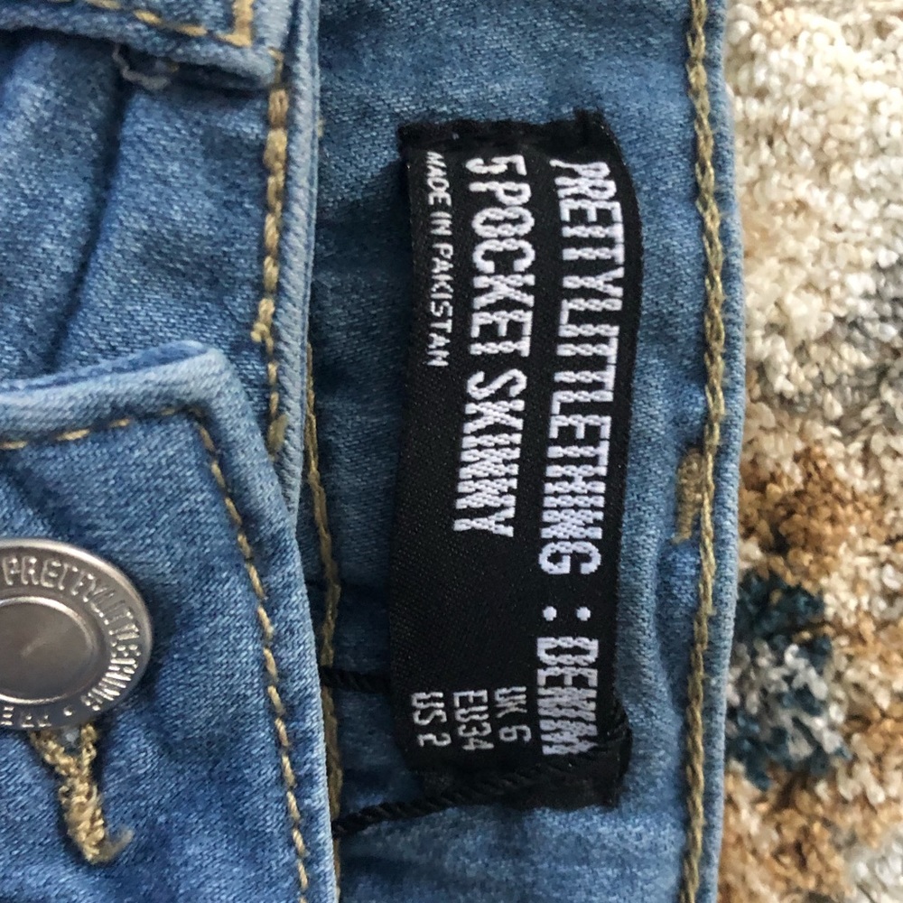 These jeans look better when put on. The color is blue